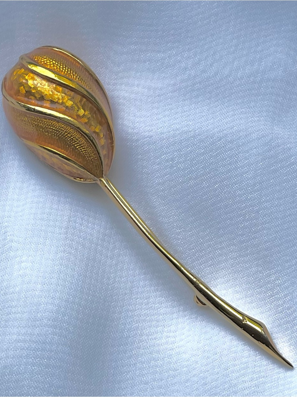 VTG Marcel Boucher Enamel Tulip Flower Brooch Pin Gold Tone Signed 6629P 1957